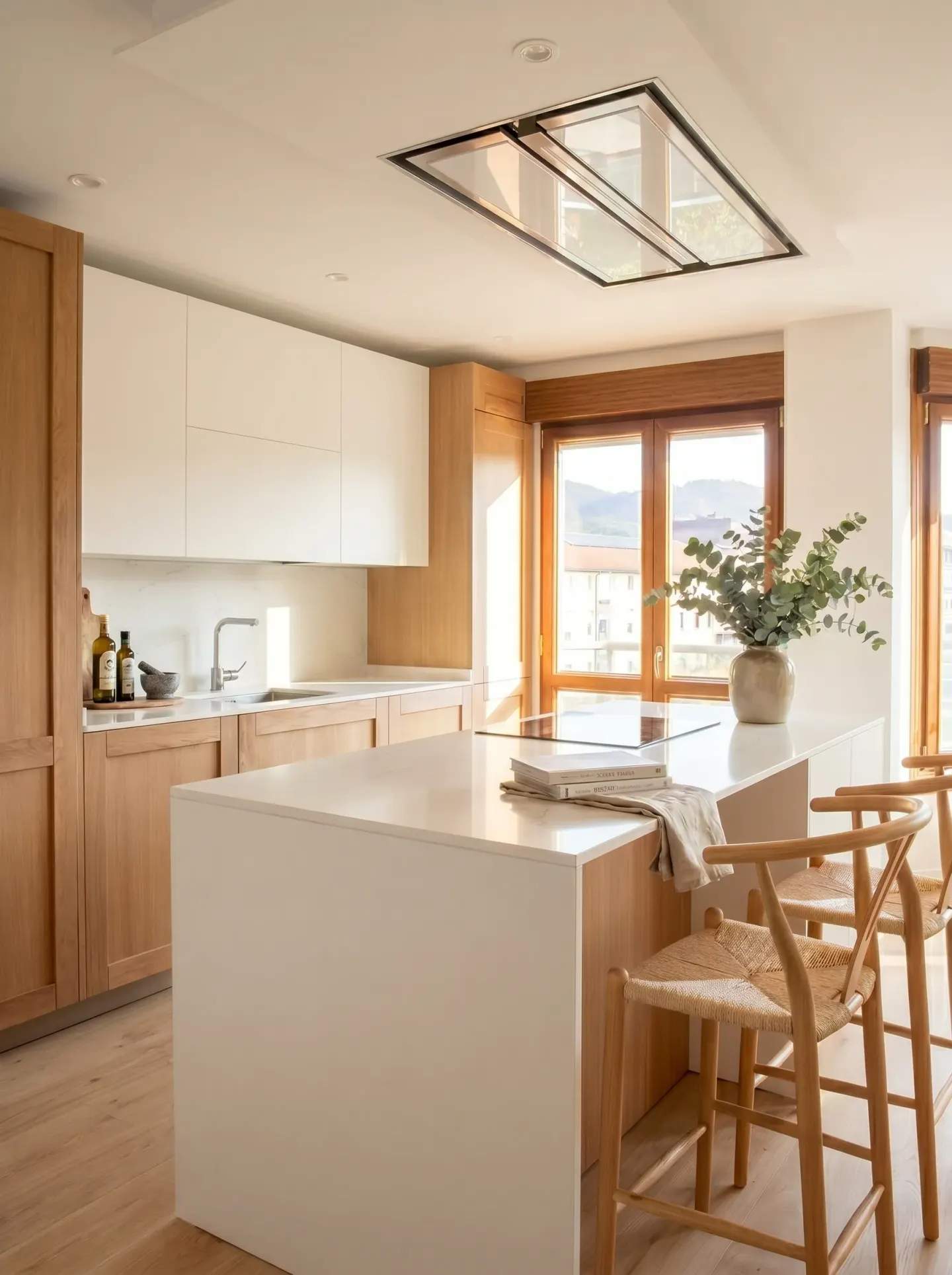 Cocina con isla de roble · Lasarte-Oria