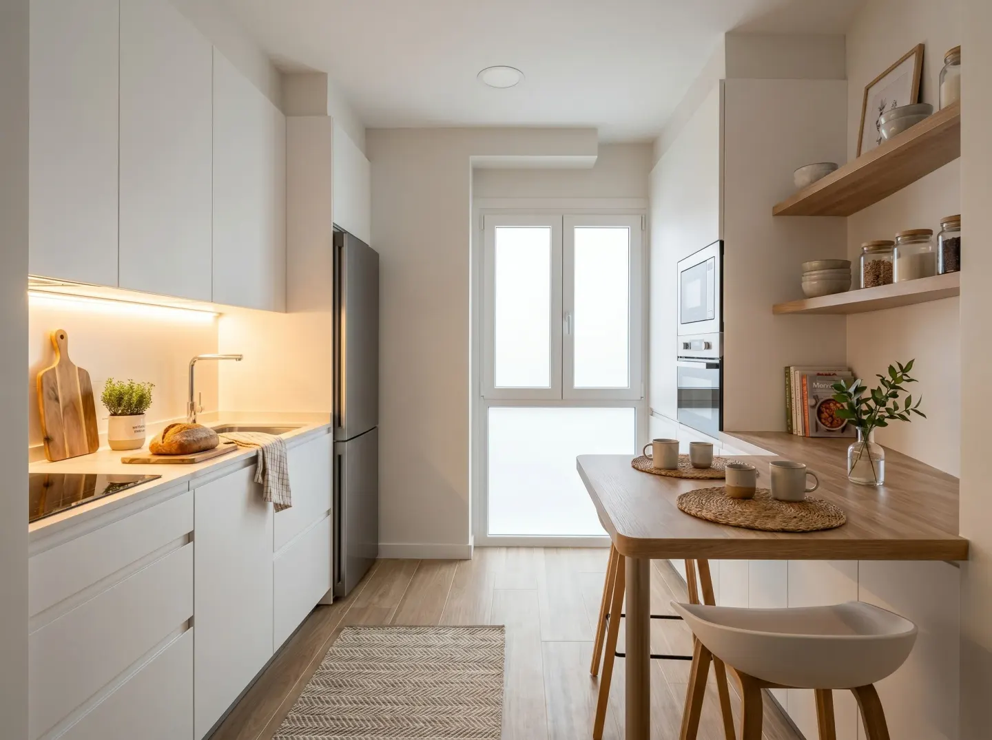 Cocina blanca con barra · Donostia