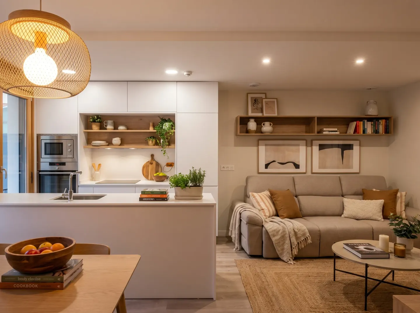 Cocina en tonos verdes con madera · Usurbil